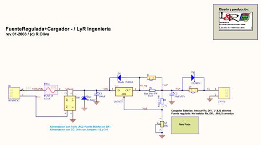Figura 3.8 – Circuito de fuente o UPS-CC de baja potencia sencillo, para aplicaciones hasta 1 A / 12 V